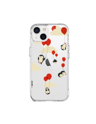 Coque iPhone 15 Plus Pingouin Ciel Ballons Transparente - Jay Fleck