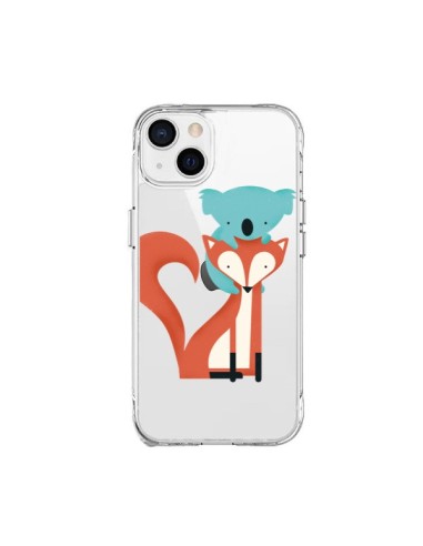Coque iPhone 15 Plus Renard et Koala Love Transparente - Jay Fleck