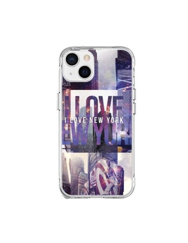 Coque iPhone 15 Plus I love New Yorck City violet - Javier Martinez