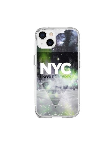 Coque iPhone 15 Plus I Love New York City Vert - Javier Martinez
