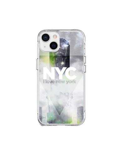 Coque iPhone 15 Plus I Love New York City Gris Vert - Javier Martinez