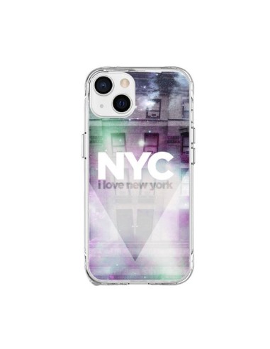 Coque iPhone 15 Plus I Love New York City Violet Vert - Javier Martinez