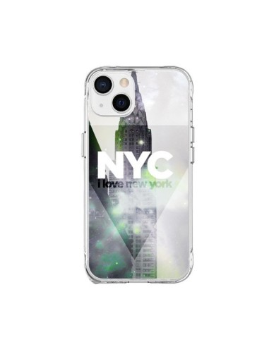 Coque iPhone 15 Plus I Love New York City Gris Violet Vert - Javier Martinez