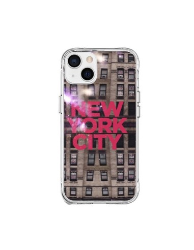 Coque iPhone 15 Plus New York City Buildings Rouge - Javier Martinez