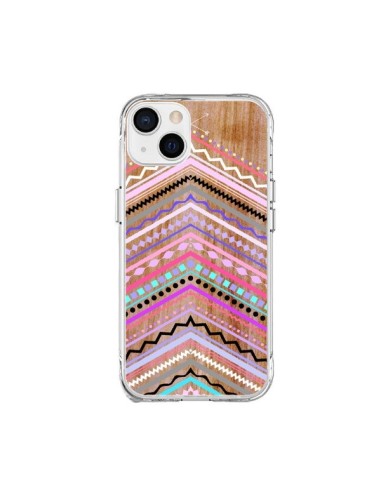 Cover iPhone 15 Plus Viola Bosco Legno Azteque Aztec Tribal - Jenny Mhairi