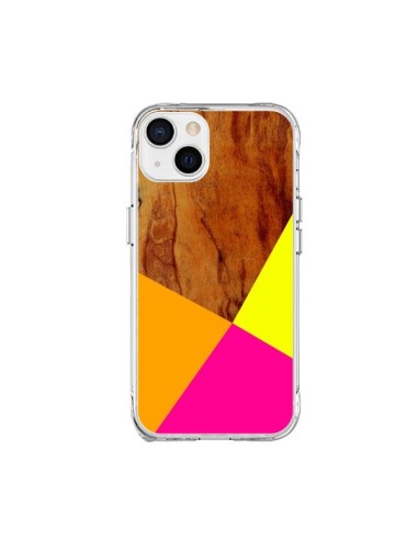 Coque iPhone 15 Plus Wooden Colour Block Bois Azteque Aztec Tribal - Jenny Mhairi