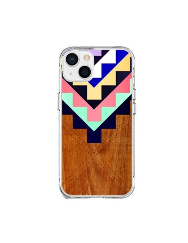 Coque iPhone 15 Plus Wooden Tribal Bois Azteque Aztec Tribal - Jenny Mhairi