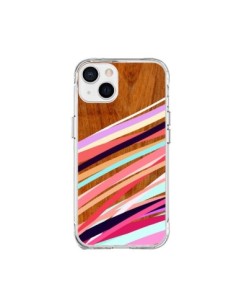 Coque iPhone 15 Plus Wooden Waves Coral Bois Azteque...