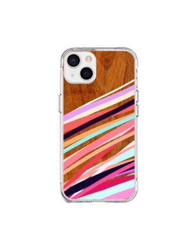 Coque iPhone 15 Plus Wooden Waves Coral Bois Azteque Aztec Tribal - Jenny Mhairi