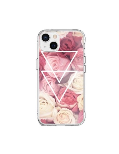 Coque iPhone 15 Plus Roses Triangles Fleurs - Jonathan Perez
