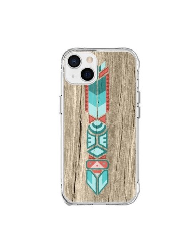 Coque iPhone 15 Plus Totem Tribal Azteque Bois Wood - Jonathan Perez