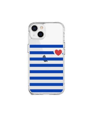 Coque iPhone 15 Plus Mariniere Coeur Love Transparente - Jonathan Perez
