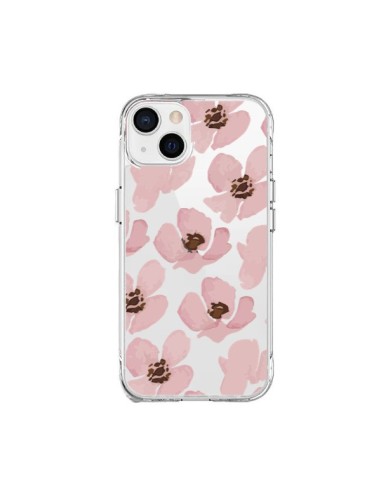 Coque iPhone 15 Plus Fleurs Roses Flower Transparente - Dricia Do