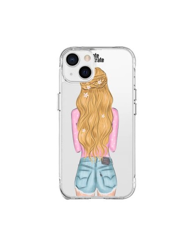 Coque iPhone 15 Plus Blonde Don't Care Transparente - kateillustrate