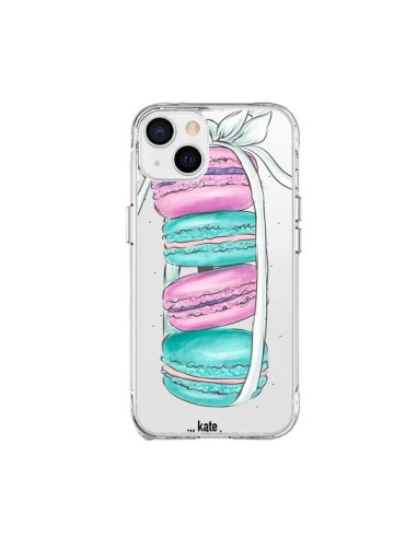 Coque iPhone 15 Plus Macarons Pink Mint Rose Transparente - kateillustrate