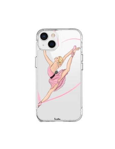 Coque iPhone 15 Plus Ballerina Jump In The Air Ballerine Danseuse Transparente - kateillustrate