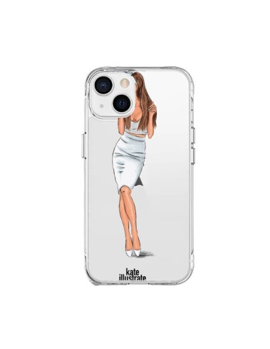 Coque iPhone 15 Plus Ice Queen Ariana Grande Chanteuse Singer Transparente - kateillustrate