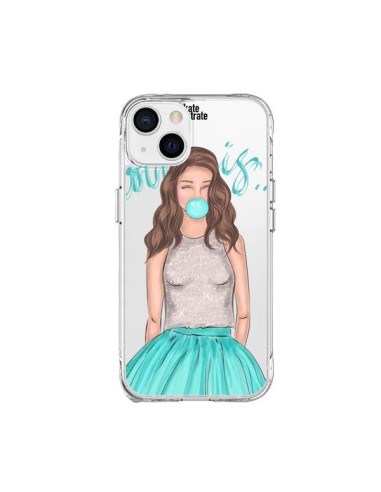 Coque iPhone 15 Plus Bubble Girls Tiffany Bleu Transparente - kateillustrate