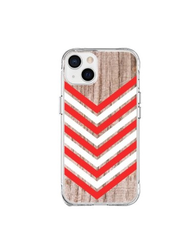 Coque iPhone 15 Plus Tribal Aztèque Bois Wood Flèche Rouge Blanc - Laetitia