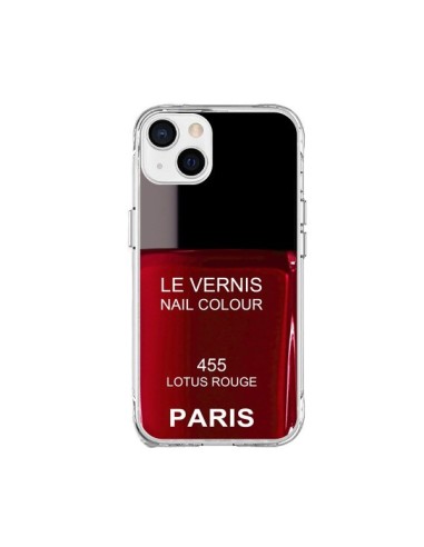 Coque iPhone 15 Plus Vernis Paris Lotus Rouge - Laetitia