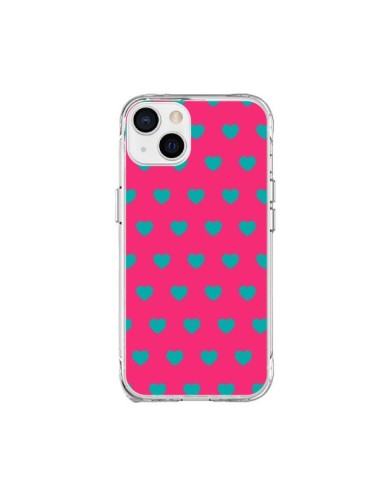 iPhone 15 Plus Case Heart Blue sfondo Pink - Laetitia