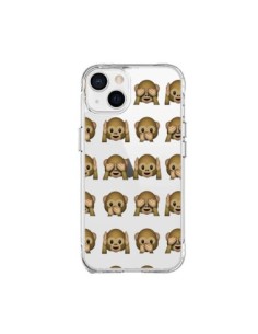 Cover iPhone 15 Plus Emoji Scimmia Trasparente - Laetitia