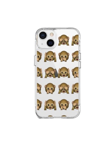 Coque iPhone 15 Plus Singe Monkey Emoticone Emoji Transparente - Laetitia