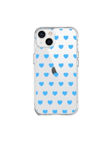 iPhone 15 Plus Case Heart Love Blue Clear - Laetitia