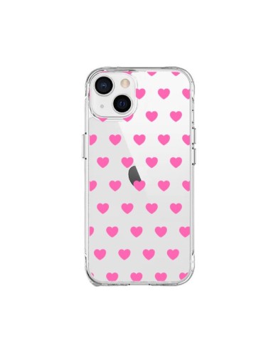 Coque iPhone 15 Plus Coeur Heart Love Amour Rose Transparente - Laetitia