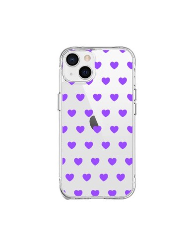 Cover iPhone 15 Plus Cuore Amore Viola Trasparente - Laetitia