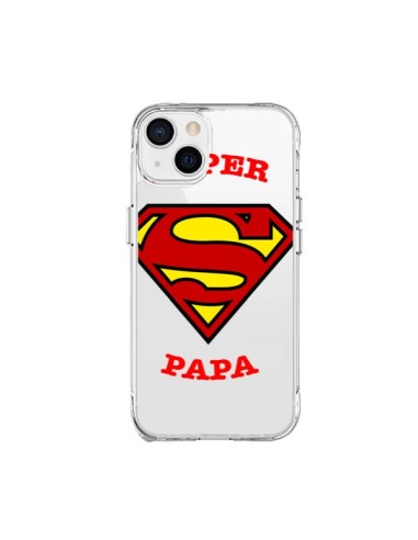 Coque iPhone 15 Plus Super Papa Transparente - Laetitia