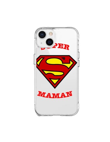 Coque iPhone 15 Plus Super Maman Transparente - Laetitia