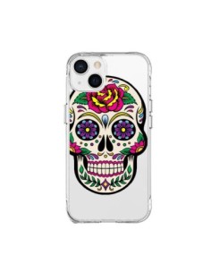 Coque iPhone 15 Plus Tête de Mort Mexicaine Fleurs...