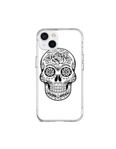 Coque iPhone 15 Plus Tête de Mort Mexicaine Noir - Laetitia