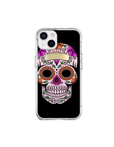 Coque iPhone 15 Plus Tête de Mort Mexicaine Multicolore - Laetitia