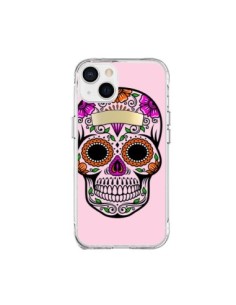 Cover iPhone 15 Plus Teschio Messicano Rosa Multicolore -...