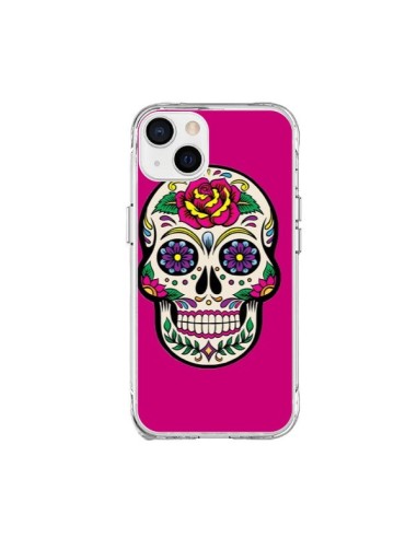 Coque iPhone 15 Plus Tête de Mort Mexicaine Rose Fushia - Laetitia