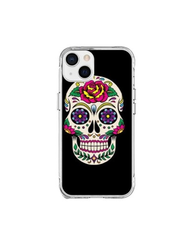 Coque iPhone 15 Plus Tête de Mort Mexicaine Multicolore Noir - Laetitia