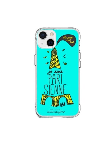 Coque iPhone 15 Plus Je suis Parisienne La Tour Eiffel Bleu - Leellouebrigitte