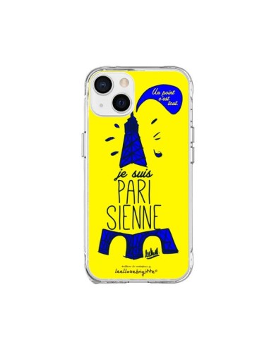 Cover iPhone 15 Plus Je suis Parisienne La Tour Eiffel Giallo - Leellouebrigitte