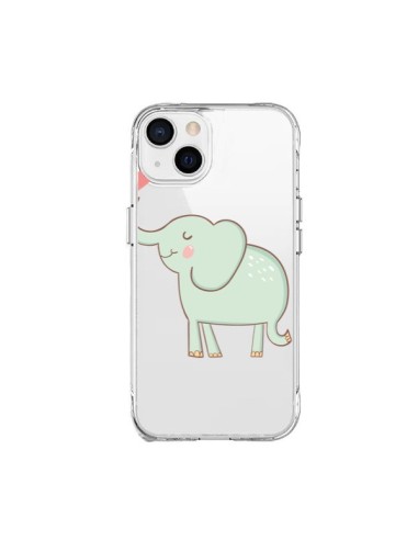 Cover iPhone 15 Plus Elefante Animale Cuore Amore  Trasparente - Petit Griffin