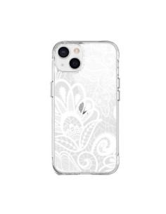 iPhone 15 Plus Case Pizzo Flowers Flower White Clear -...