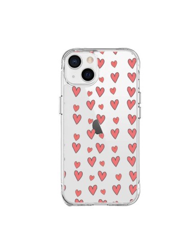 Coque iPhone 15 Plus Coeurs Heart Love Amour Rouge Transparente - Petit Griffin
