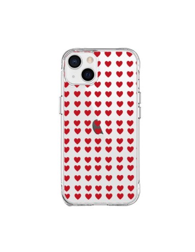 Coque iPhone 15 Plus Coeurs Heart Love Amour Red Transparente - Petit Griffin