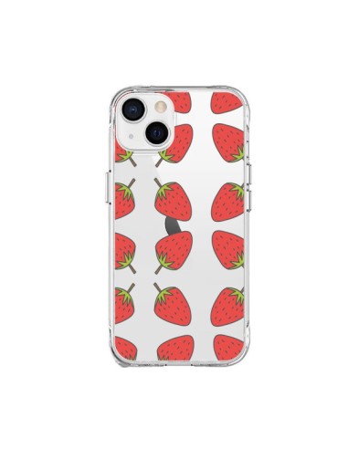 Cover iPhone 15 Plus Fragola Frutta Trasparente - Petit Griffin