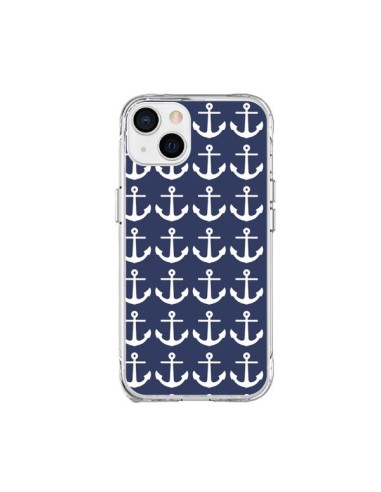 Coque iPhone 15 Plus Ancre Marin Bleu Anchors Navy - Mary Nesrala