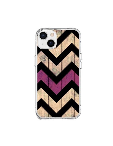 Coque iPhone 15 Plus Chevron Vintage Bois Wood - Mary Nesrala