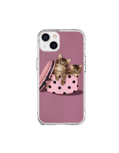 Coque iPhone 15 Plus Chaton Chat Kitten Boite Pois - Maryline Cazenave