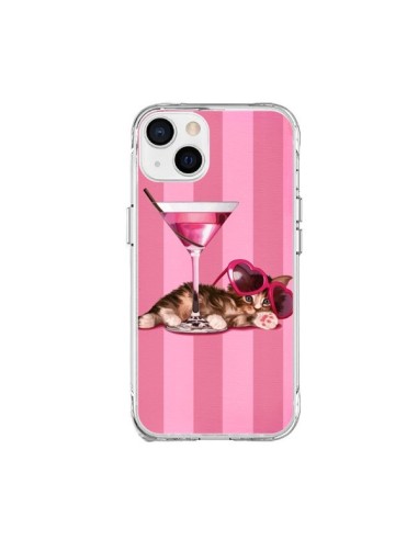 Coque iPhone 15 Plus Chaton Chat Kitten Cocktail Lunettes Coeur - Maryline Cazenave