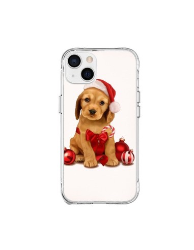 Coque iPhone 15 Plus Chien Dog Pere Noel Christmas Boules Sapin - Maryline Cazenave